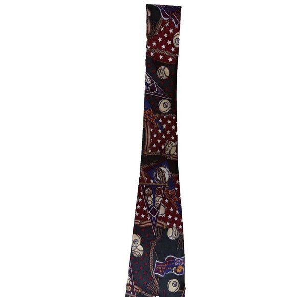 VTG Burberry London Tie with Baseball Theme 100% Silk - Picture 8 of 10